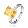 Women's Yellow Square Zircon Crystal Finger Engagement Ring