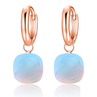 Women's Fine Natural Moonstone Solid Drop Rose Gold Earrings - sparklingselections