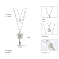 New Opal Flower Silver Color Chain Crystal Long Pendant Necklaces - sparklingselections