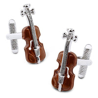 New Fashion Music Equipment Brown Violin Cufflinks Novelty Luxury Gift - sparklingselections