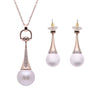 Womens Trendy Two-Piece Pearl Necklace Earrings Jewelry Sets