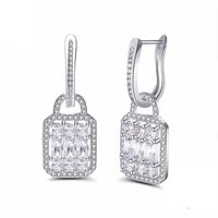 Women's Lock Shape With Paved Big Stone Shinny Dangle Earrings Jewelry - sparklingselections
