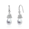 Women Long Statement 925 Sterling Silver Pearl Drop Dangle Earrings