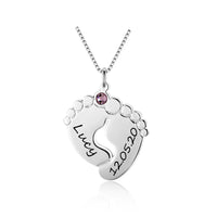 New Baby Feet 925 Sterling Silver Name Pendant Necklace Gift - sparklingselections