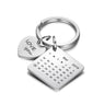 Stainless Steel Handmade Calendar Keychain Heart Shaped Love You Keyrings