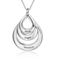 Triple Water Drop 3 Names Engraved BFF Friends Necklace Pendant Gift - sparklingselections