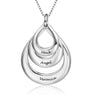 Triple Water Drop 3 Names Engraved BFF Friends Necklace Pendant Gift
