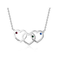 New Fashion Intertwined Hearts Silver Necklace  With Name Engraved Pendants - sparklingselections