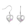 Lovers White Pink Heart Created Opal Silver Dangle Drop Earrings Jewelry