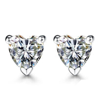 Trendy White Sterling Silver Sapphire Heart Stud Earrings Jewelry Gift - sparklingselections