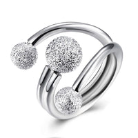 Women Surround Design Ball Silver Plated Adjustable Rings Jewelry Gift - sparklingselections