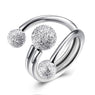 Women Surround Design Ball Silver Plated Adjustable Rings Jewelry Gift