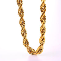 Stainless Steel Gold Color Rock Men's Hip Hop Rope Long Chain Necklace - sparklingselections