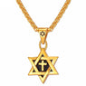 Top Quality Stainless Steel Star of David Cross Pendant Necklace Men Women Luxury Gold Color Wedding Casual Necklace Jewelry