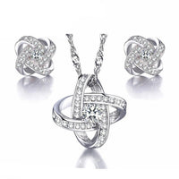 New Bridal Silver Color Necklace and Earrings Jewelry Set - sparklingselections