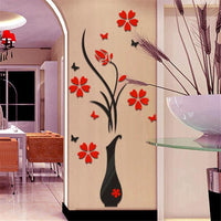 Home Decoration Flower Tree Crystal Acrylic 3D Wall Stickers For Party - sparklingselections