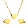 New Wedding Love Heart Stainless Steel Necklace And Earrings Set