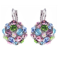 New Colorful Zircon Silver Tone Ladies Eardrop Earrings - sparklingselections