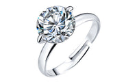 Silver Color Big Crystal Ring (Adjustable)