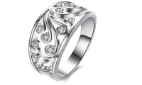 Silver Plated Flower Shape Ring (7,8)