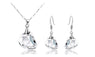 Crystal Pea Shaped White Necklace Earrings Jewelry Set for Women