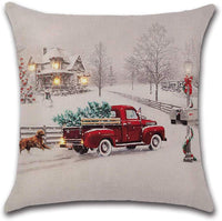 Farmhouse Christmas Tree in Red Car Pillow Cover Pillow Case Cushion Cover - sparklingselections