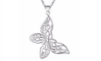 Fashion Silver Plated Butterfly Shape Pendant Necklace Jewelry for Women