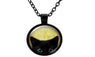 Black Cat Picture Glass Cabochon Pendant Necklace