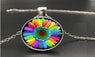 Colorful Rainbow Flower Buttons Flag Crystal Pendant Necklace