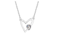 Double Heart Shape Austrian Crystal Pendant Necklace