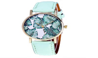 Fashion Tropical Leaf Watch Casual Vintage Leather Ladies watch - sparklingselections