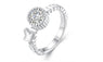 Round Crystal With Butterfly Silver Ring For Women (7,8)