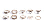 Retro Steampunk 10pcs Set Of Small Gem Fair Rings (Adjustable)