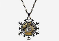 Owl Clock Watch Glass Cabochon Pendant Necklace