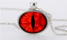 Silver Plated Cat Eye Cabochon Art Glass Pendant Necklace