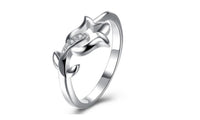 Trendy Silver Plated Leaf Flower Shape Ring (7,8) 