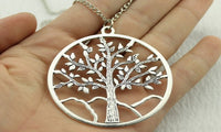 Antique Silver Color Big Tree Pendant Necklace