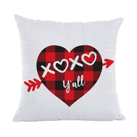 XOXO Y'all Throw Pillow Cover Cushion Case for Sofa Couch Valentines Day Buffal Plaids Home Decor Cotton Polyester 18" x 18" Inch - sparklingselections