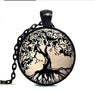 Black Tree Of Life Glass Dome Pendant Necklace