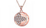 Rose Gold Color Austrian Crystal Round Pendant Necklace