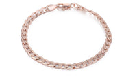 Cut Hammered Flat Curb Rose Gold Filled Chain Bracelet