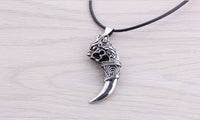 Tibet Silver Alloy Fangs Wolf Tooth Pendant Necklace