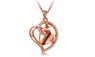 Rose Gold Color Heart Love Crystal Pendant Necklace