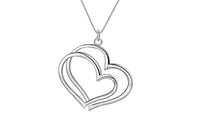 Silver Plated Fashion Double Heart Shape Pendant necklace