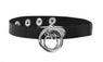 Punk Rock Dark Double Round Pendants Leather Necklace for Women