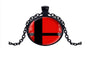 Super Smash Bros Ball red and Black Round Pendant Necklace