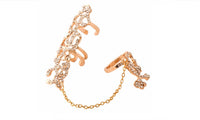 Fashion Paved Rhinestone Double Finger Ring(Adjustable)