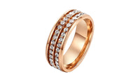Double Row CZ Zircon Stainless Steel Ring For Women (7,8)