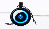 Glass Neon Power Button Pendant Necklace