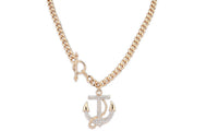 Gold Plated Crystal Anchor Pendant Necklace